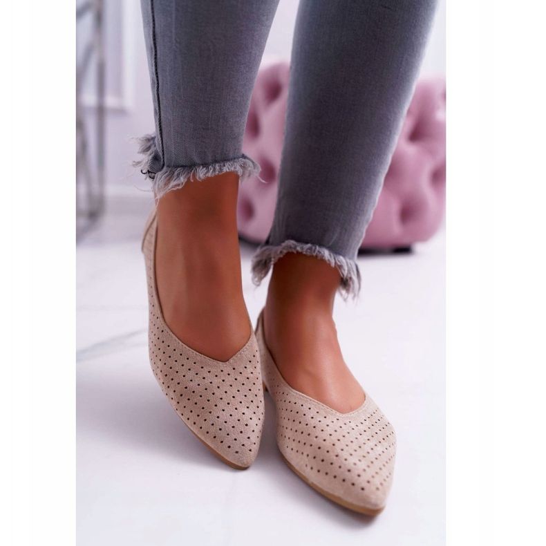 Ženske balerinke Lu Boo Openwork bež desert 2