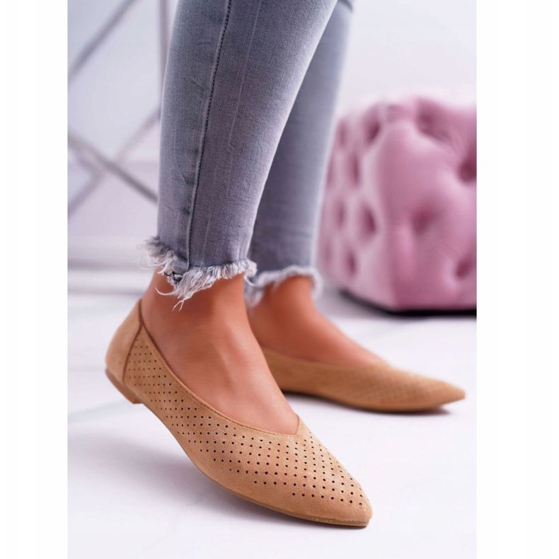 Ženske balerine Lu Boo Otvoreni desert s devama smeđa 1