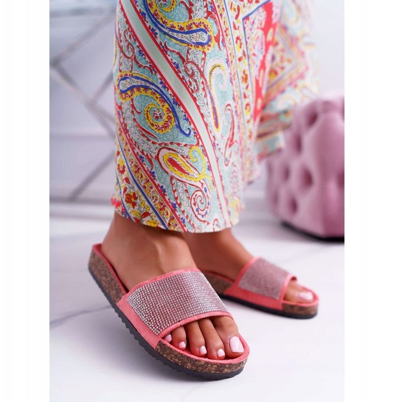 PS1 Ženske papuče na plutu s kristalima koralja ružičasta 1