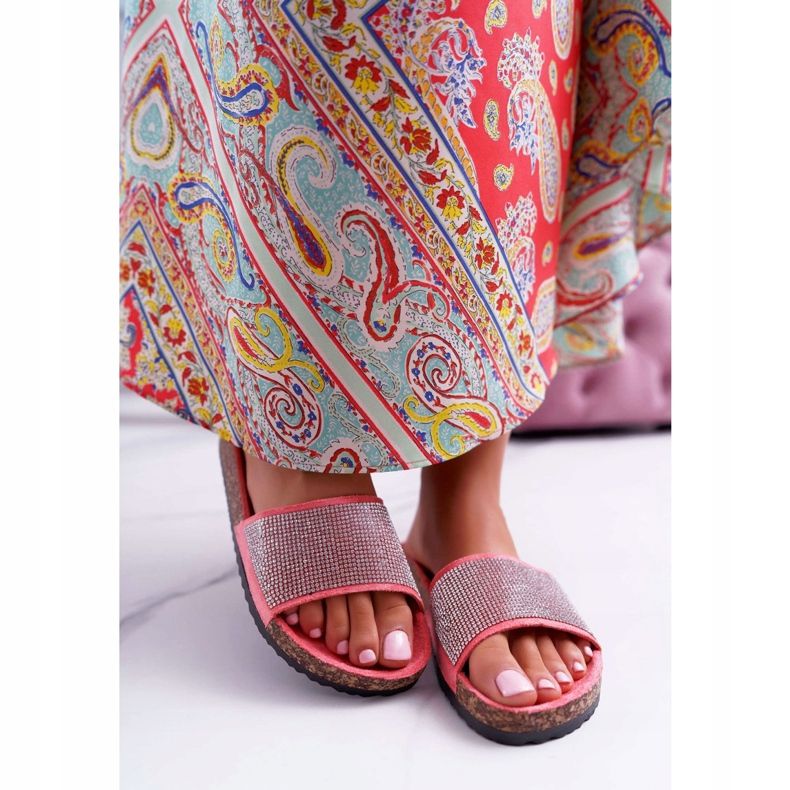 PS1 Ženske papuče na plutu s kristalima koralja ružičasta 2