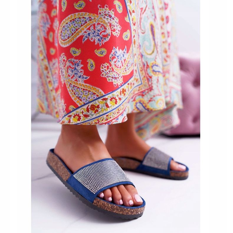 PS1 Ženske papuče na plutu s tamnoplavim kristalima tamnoplava 1