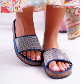 PS1 Ženske papuče na plutu s tamnoplavim kristalima mornarsko plava 2