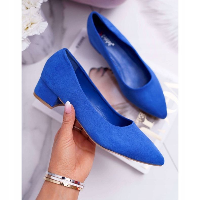 PS1 Klasične ženske pumpe Suede Blue Rheya plava 1