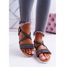 Ženske sandale Lu Boo s kubnim cirkonijem 406-5 Crna Stella crno 2