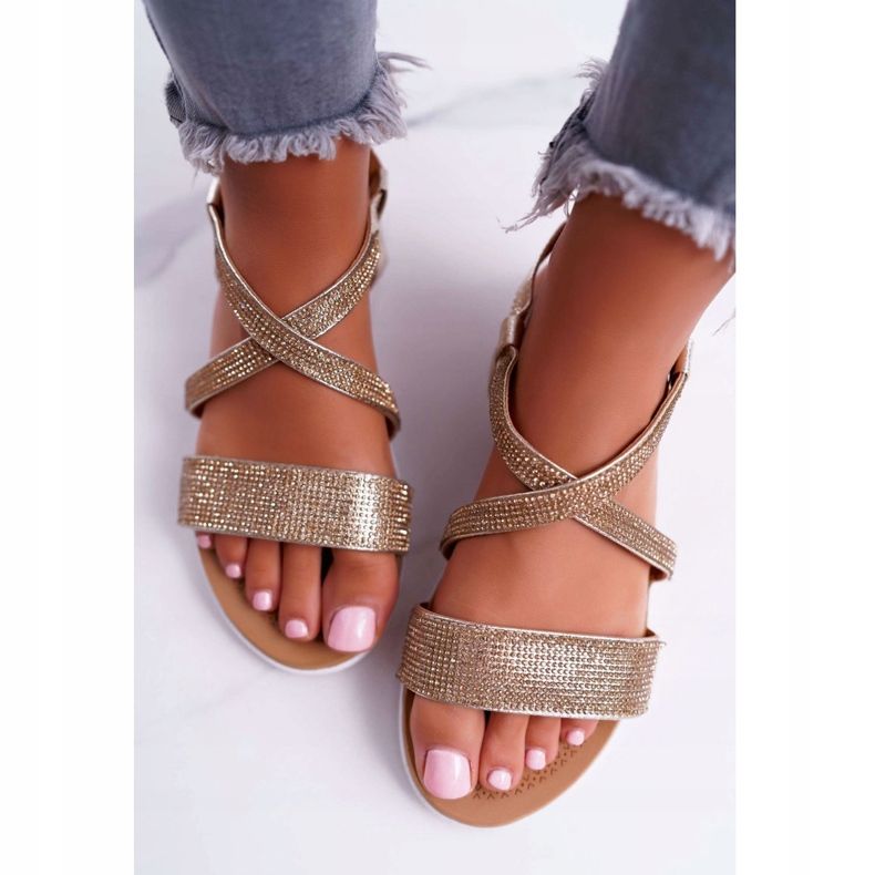 Ženske sandale Lu Boo s kubnim cirkonijem 406-5 zlatna Stella zlatni 1