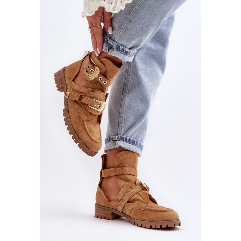Lu Boo Suede Cut Out Boots Camel Rock Girl smeđa 2