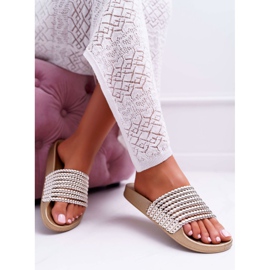 Ženske papuče sa zlatnim elavijem od perli zlatna 1