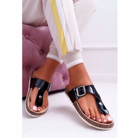 SEA Ženske papuče japanke na crnoj lakiranoj crnoj paleti crna 1