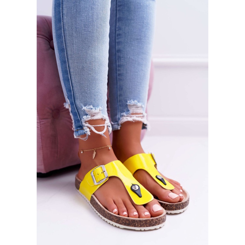 SEA Ženske papuče na čepovima, lakirana žuta paleta žuta boja 2