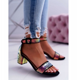 Ženske sandale na štiklu Lu Boo Iridescent Sequins Black Tindal crna 2