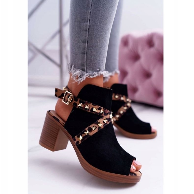 Ženske sandale na štiklu Lu Boo Crna 318-30 Fiode crno 2