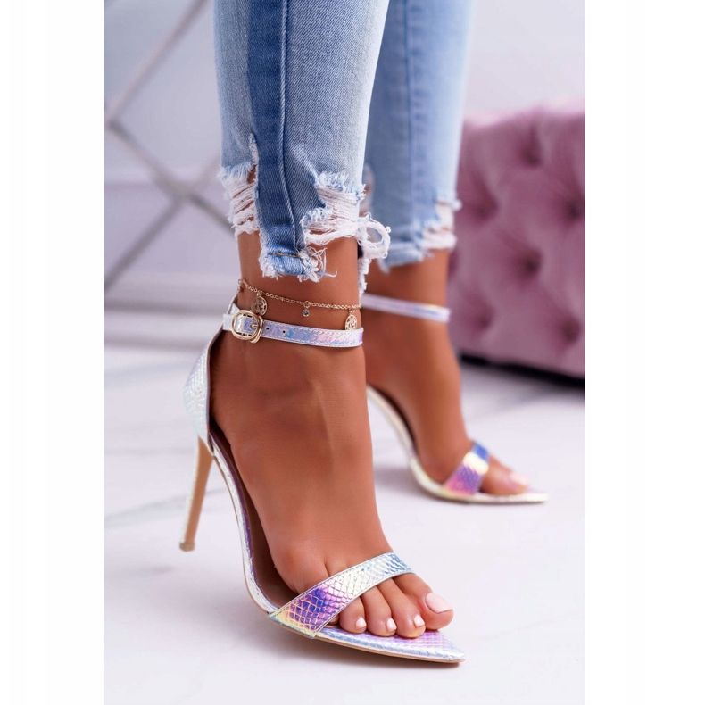 Ženske sandale na visoku petu Lu Boo Opalescentni benzin Debbi višebojan ružičasta 1