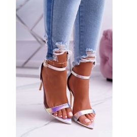 Ženske sandale na visoku petu Lu Boo Opalescentni benzin Debbi višebojan ružičasta 2