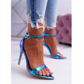 Ženske sandale na visoku petu Lu Boo Iridescent Green Debbi raznobojna zelena 1