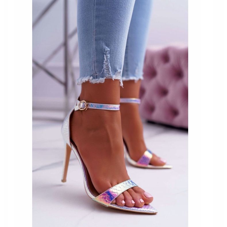 Ženske sandale na visoku petu Lu Boo Opalescentni benzin Violet Debbi ljubičasta višebojan 1