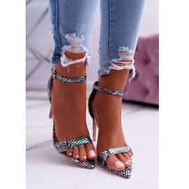 Ženske sandale na štiklu Lu Boo Snake Green Ramann višebojan zelena 2