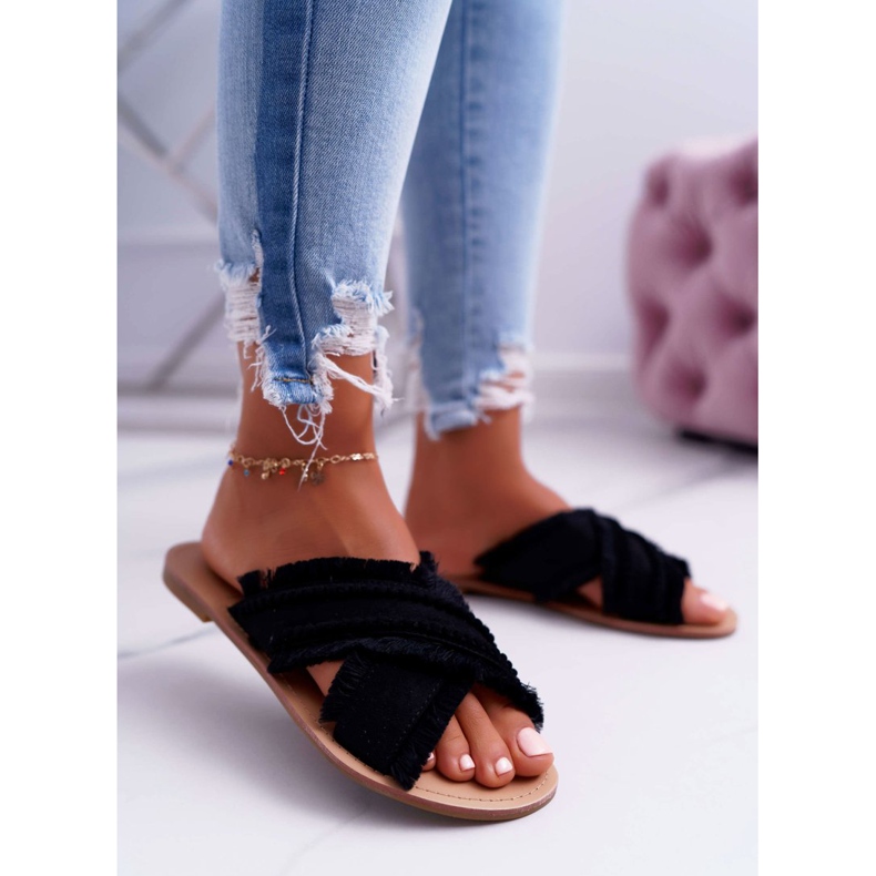 Vices Ženski materijal Papuče poroci 7269 Black Jamen crna 2