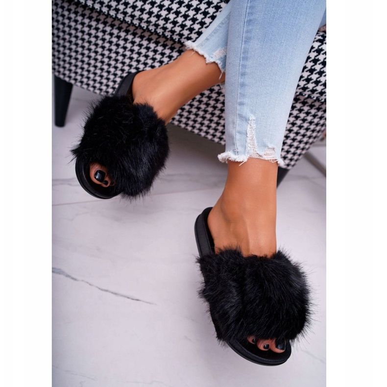 Ženski klip s crnim krznom crna 2