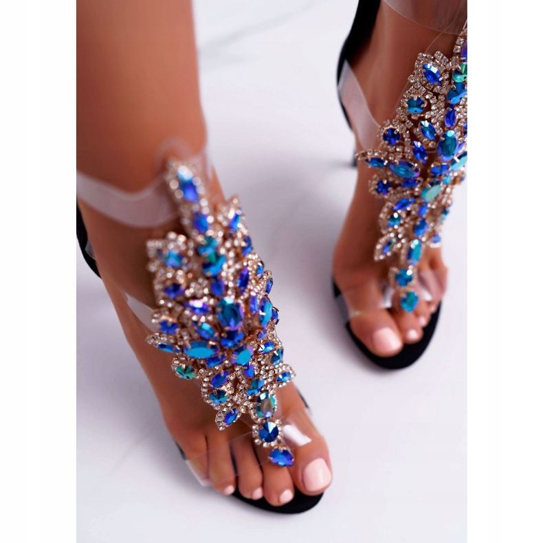 Ženske sandale na štiklu Lu Boo Suede Crna 2047-89 Milleni crno 2