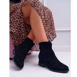 SEA Ženske čizme na klin ravne pete tople preko gležnja Crni demini crno 1