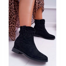 SEA Ženske čizme na klin ravne pete tople preko gležnja Crni demini crna 2