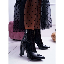 SEA Ženske čizme na visoku petu lakirane crnim demenima crno 1