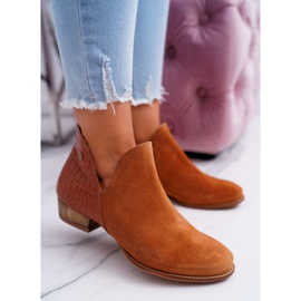 Ženske ravne čizme Maciejka Jesenja kožna crvena 04091-29 smeđa 1