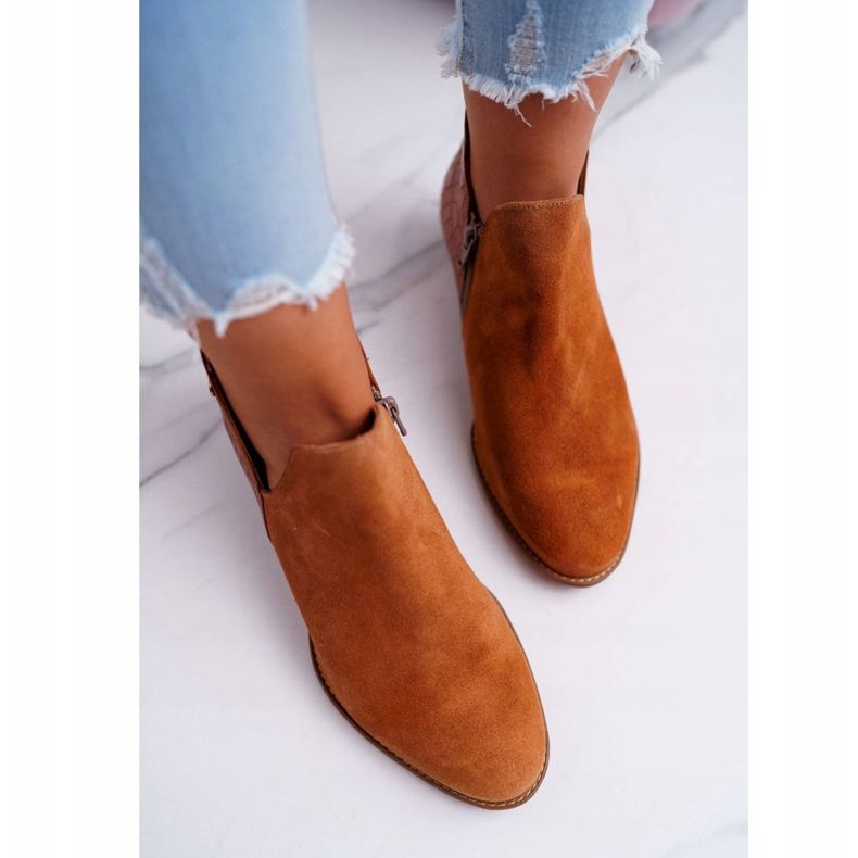 Ženske ravne čizme Maciejka Jesenja kožna crvena 04091-29 smeđa 2