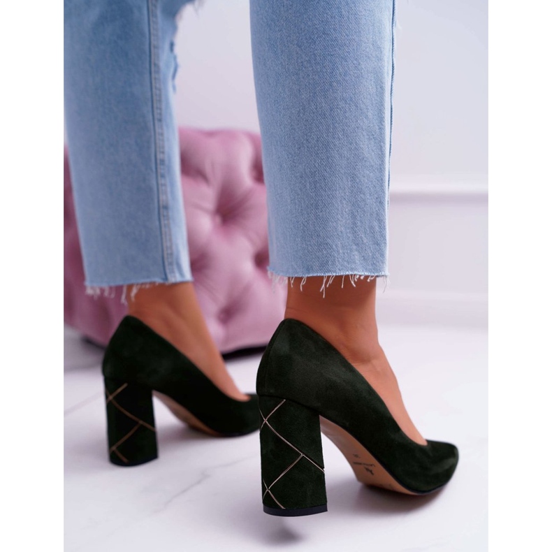 Ženske pumpe Laura Messi Suede Olive 2050 Tiffany zelena 2
