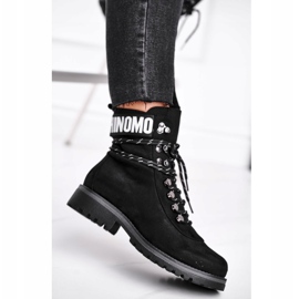 EVE Ženske čizme na ravnu petu s patentnim zatvaračem Crna Popsi crno 1