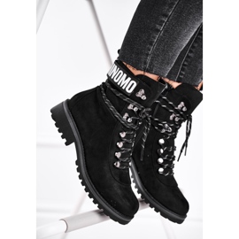 EVE Ženske čizme na ravnu petu s patentnim zatvaračem Crna Popsi 2