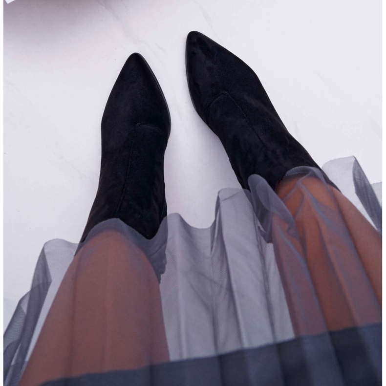 FRID Ženske čizme na petu sa šiljastim zatvaračem, antilop, crni Ferol crno 2