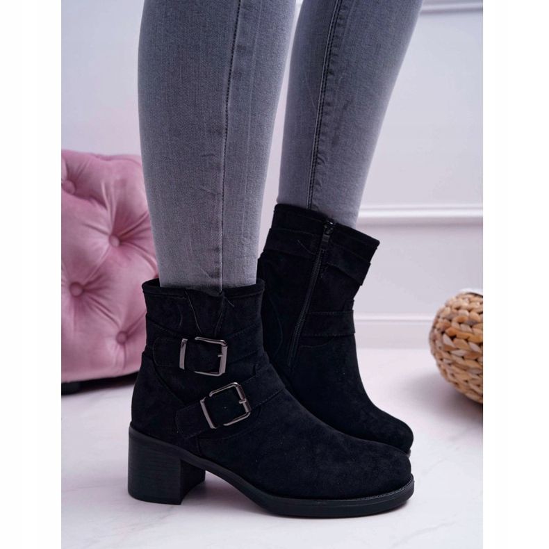 FRID Ženske čizme od antilopa na visoku petu Crne fagrete crna 1