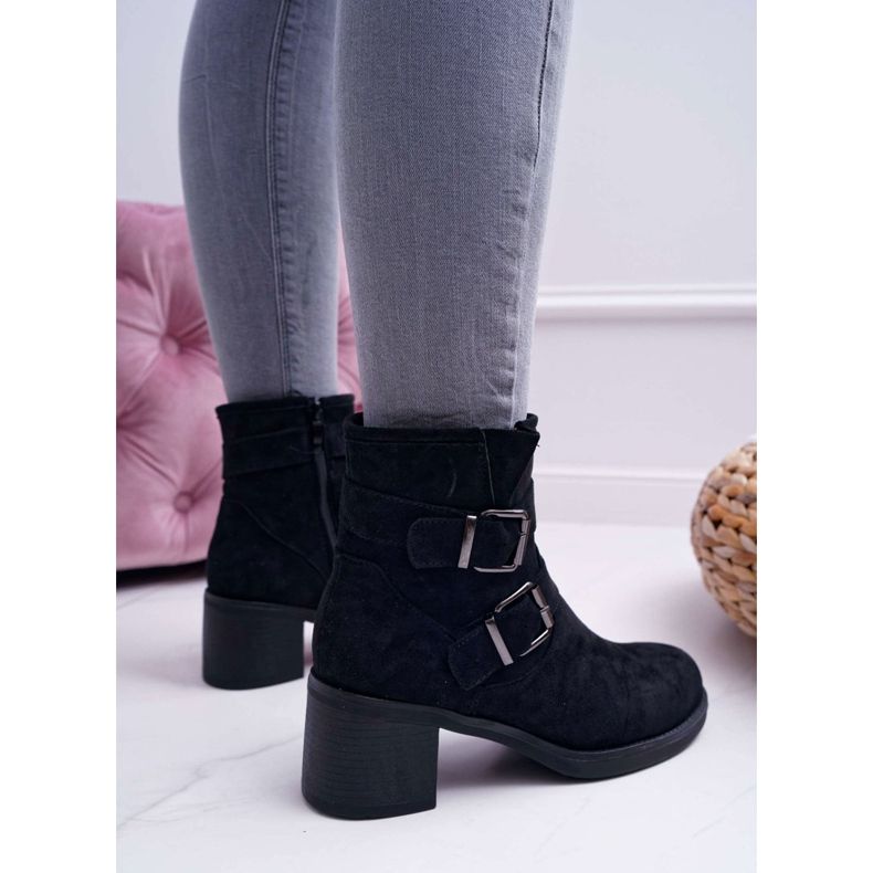 FRID Ženske čizme od antilopa na visoku petu Crne fagrete crna 2