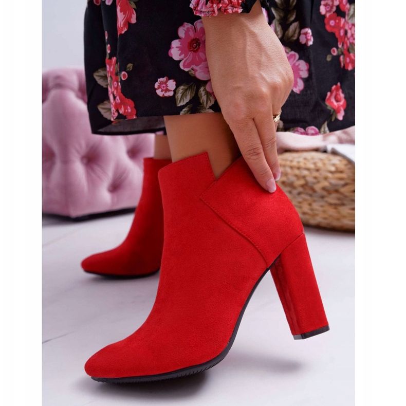 Vinceza Ženske čizme na petu, antilop, crvena 1