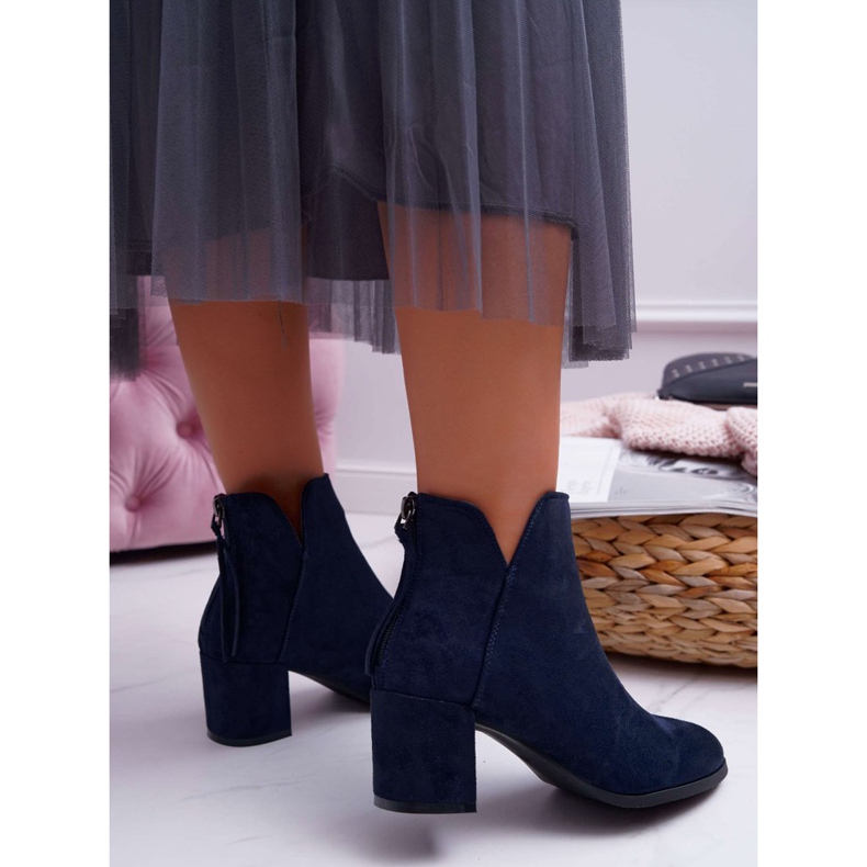 Vinceza Ženske čizme na petu, antilop, tamnoplava mimoza 2