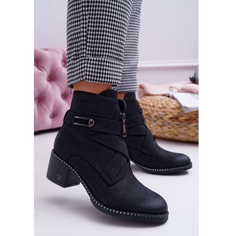 Vinceza Ženske čizme na petu Suede Black Brave crna 1
