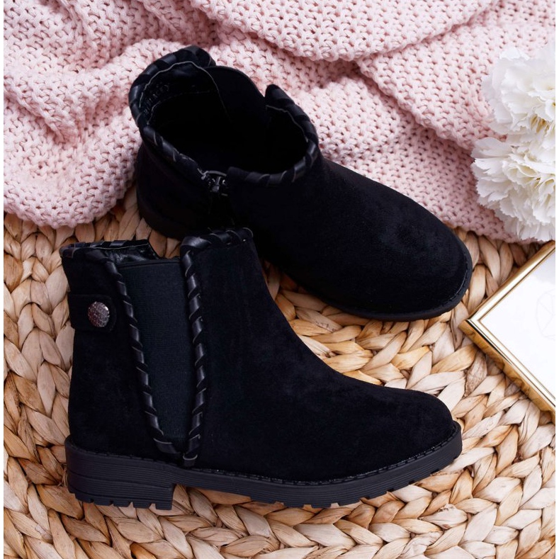 POPA Dječje crne čizme s ravnom potpeticom Sicarro crno 1