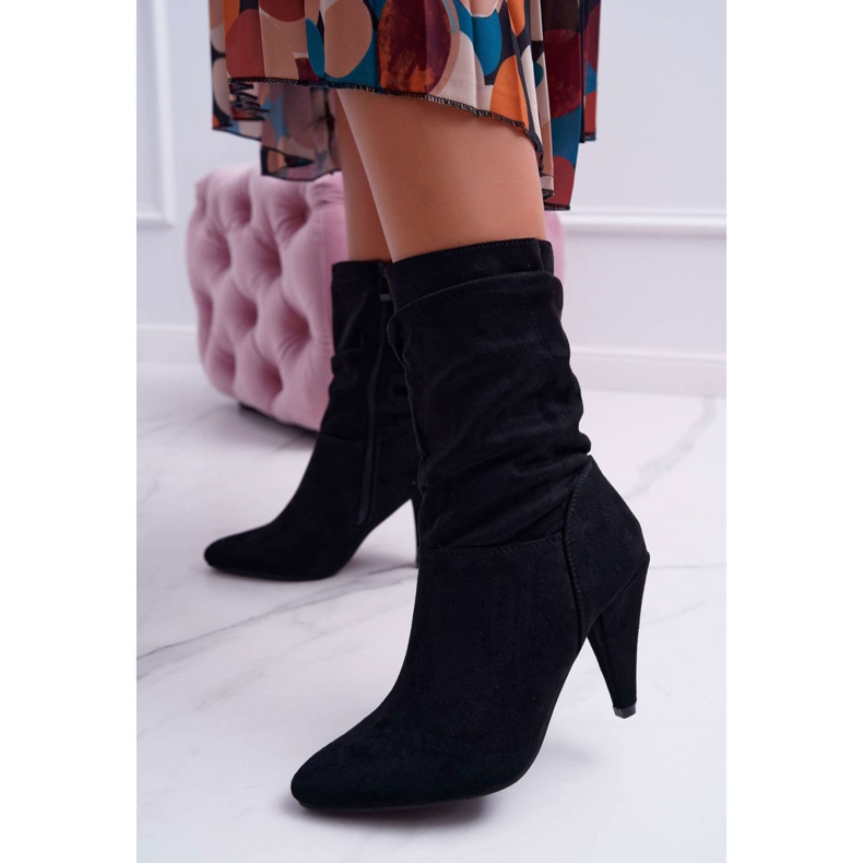 HAN Ženske čizme na visoku petu iznad gležnja Crna Temma 1