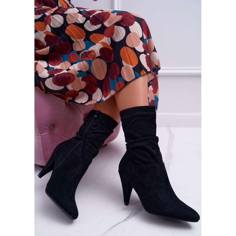 HAN Ženske čizme na visoku petu iznad gležnja Crna Temma crno 2