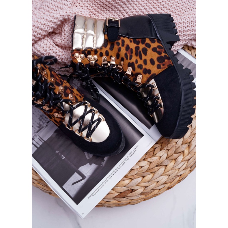 WIN Ženske čizme Trappers Flat Heel Leopard print Move On crna 1