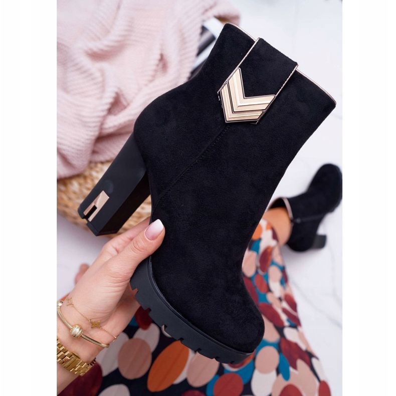 FE1 Ženske čizme na petu topla antilop M319 crna Midway crno 1