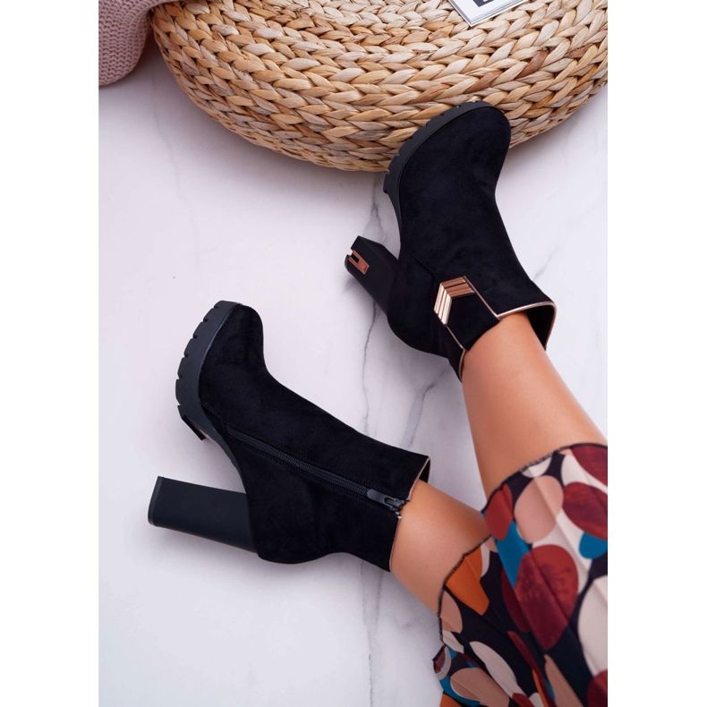 FE1 Ženske čizme na petu topla antilop M319 crna Midway crno 2