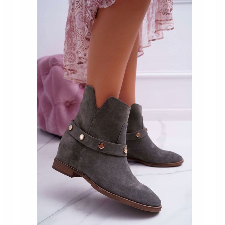 Ženske čizme Laura Messi 1890 Koža od antilopa Olive Darmah raznobojna zelena 1