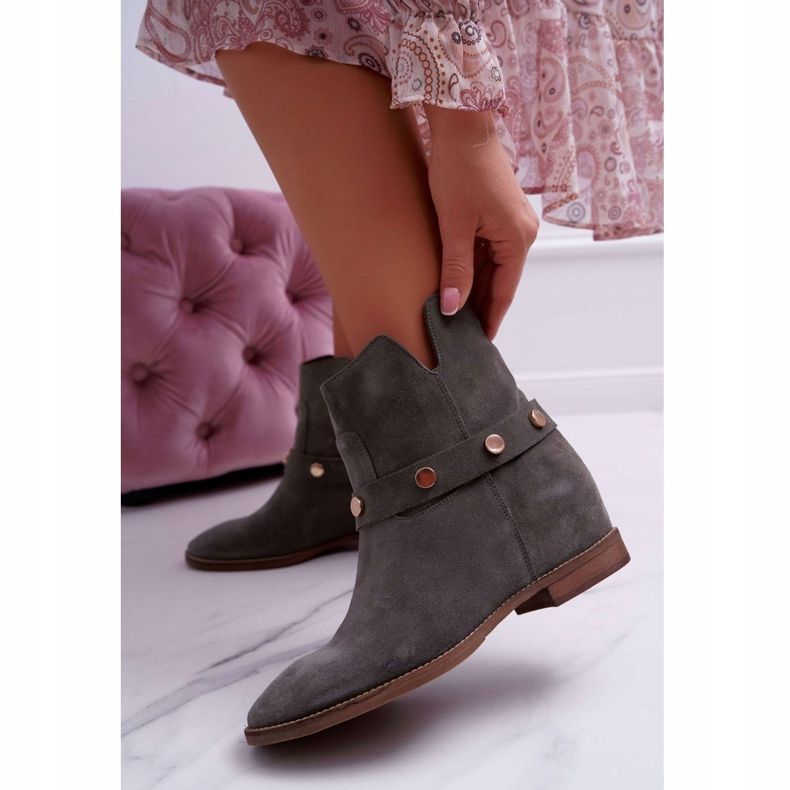 Ženske čizme Laura Messi 1890 Koža od antilopa Olive Darmah raznobojna zelena 2