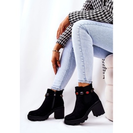 SEA Ženske čizme na petu s kristalima Black Macbeth crna 1