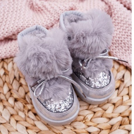 FRROCK Dječje čizme za snijeg s krznom Srebrni Minnie Mouse siva 6