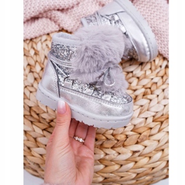 FRROCK Dječje čizme za snijeg s krznom Srebrni Minnie Mouse siva 2