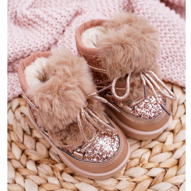 FRROCK Dječje čizme za snijeg s krznenim šampanjcem Minnie Mouse ružičasta 2