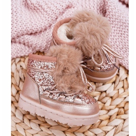 FRROCK Dječje čizme za snijeg s krznenim šampanjcem Minnie Mouse ružičasta 1